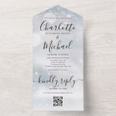 Winterschneeflocken QR-Code Hochzeit All In One Einladung (Innen Boden)