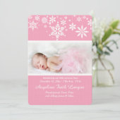 Winterschneeflocken Rosa Geburtserklärung Feiertagskarte (Stehend Vorderseite)