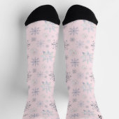 Winterschneeflocken Rosa Personalisierte Socken (Oben)