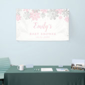 Winterschneeflocken Rosa und Silber Girl Babydusch Banner (Messeveranstaltung)