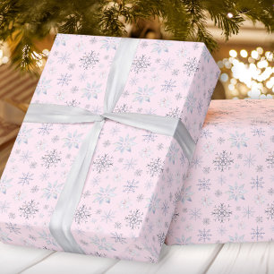 Winterschneeflocken Rosa Weihnachtswackelpapier Geschenkpapier