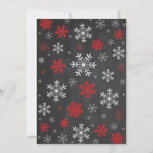 Winterschneeflocken Rot-Brautparty Einladung (Rückseite)