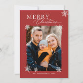 Winterschneeflocken Rot Grün Frohe Weihnachten Fot (Vorderseite)