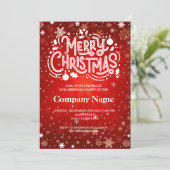 Winterschneeflocken Rot Weißes Weihnachtsfest Part Einladung (Stehend Vorderseite)