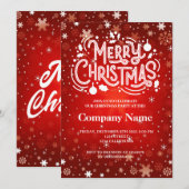 Winterschneeflocken Rot Weißes Weihnachtsfest Part Einladung (Vorne/Hinten)