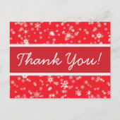 Winterschneeflocken Rote Weihnachten Danke Postkarte (Vorderseite)