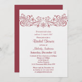 Winterschneeflocken Rotes Brautparty Einladung (Vorne/Hinten)