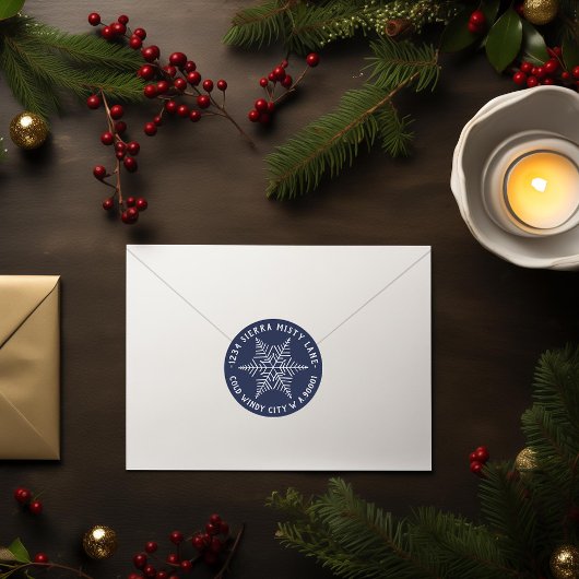 Winterschneeflocken-Rücksendeadresse Runder Aufkleber