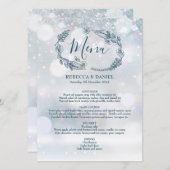 Winterschneeflocken Rustikale Hochzeit Menükarte (Vorne/Hinten)