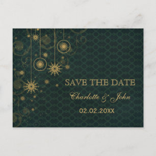 Winterschneeflocken Save the Date Ankündigungspostkarte