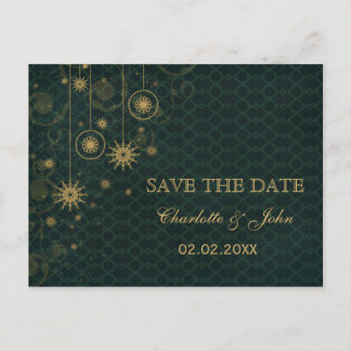Winterschneeflocken Save the Date Ankündigungspostkarte