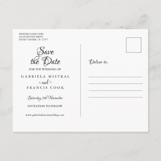 Winterschneeflocken Save the Date Ankündigungspostkarte (Rückseite)