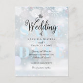 Winterschneeflocken Save the Date Ankündigungspostkarte (Vorderseite)