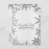 Winterschneeflocken Save the Date Ankündigungspostkarte (Vorne/Hinten)