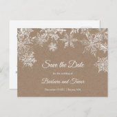Winterschneeflocken Save the Date Ankündigungspostkarte (Vorne/Hinten)