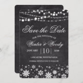 Winterschneeflocken Save the Date Einladung (Vorne/Hinten)
