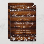 Winterschneeflocken Save the Date Einladung (Vorne/Hinten)