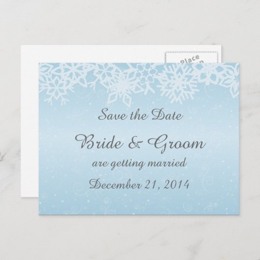 Winterschneeflocken Save the Date Postkarte (Vorne/Hinten)