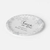 Winterschneeflocken Schnee in Liebe Brautparty Pappteller (Schrägansicht)