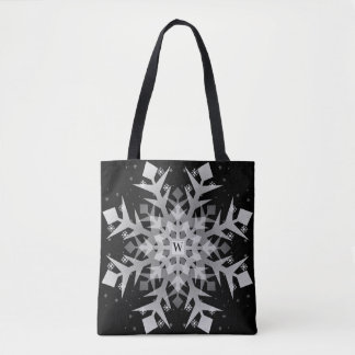 Winterschneeflocken Schwarze Allround-Print-Tasche Tasche