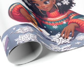 Winterschneeflocken - Schwarze Leute - Weihnachtsb Geschenkpapier (Rolleneckpunkt)
