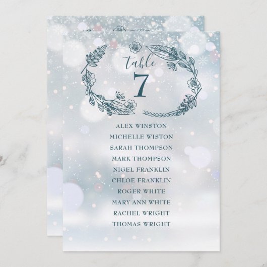 Winterschneeflocken Seekarte Tischnummer (Vorne/Hinten)