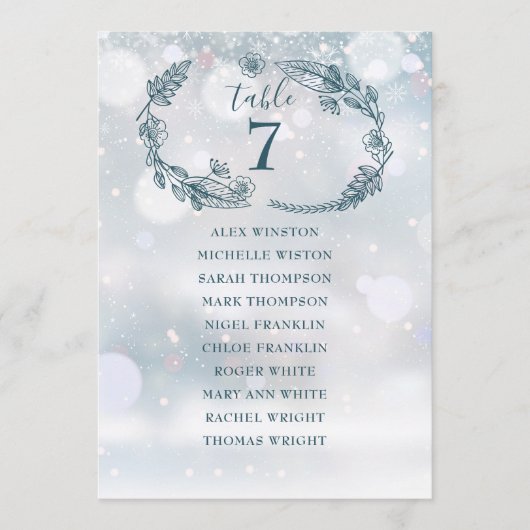 Winterschneeflocken Seekarte Tischnummer (Vorderseite)