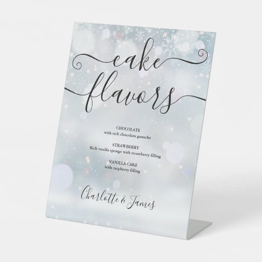 Winterschneeflocken Signature Script Cake Aromen Sockelschild (Vorderseite)