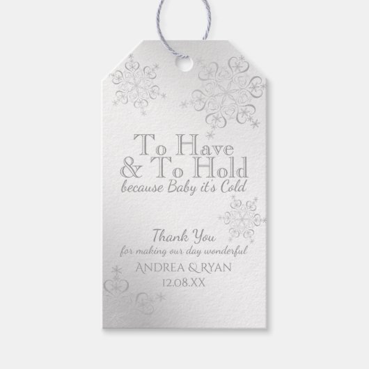 Winterschneeflocken Silber Geschenkanhänger (Vorderseite)