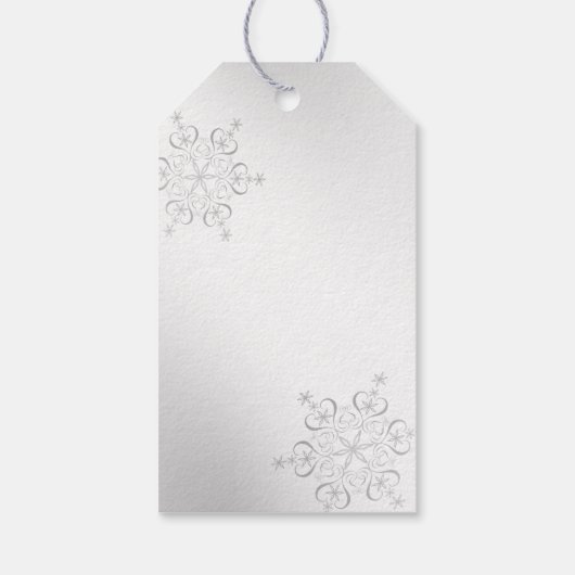 Winterschneeflocken Silber Geschenkanhänger (Rückseite)