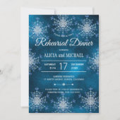 Winterschneeflocken Silber-Marine Probe Abendessen Einladung (Vorderseite)