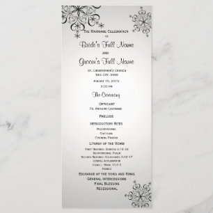 Winterschneeflocken Silver Gray Wedding Programm