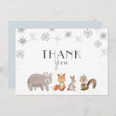 Winterschneeflocken, Tiere zum Geburtstag, Babydus Dankeskarte (Vorne/Hinten)