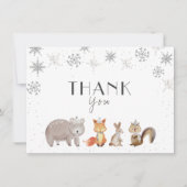 Winterschneeflocken, Tiere zum Geburtstag, Babydus Dankeskarte (Vorderseite)