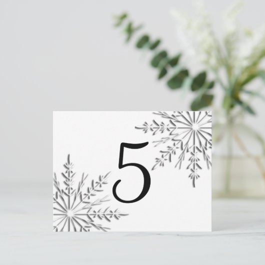 Winterschneeflocken Tischnummer (Stehend Vorderseite)
