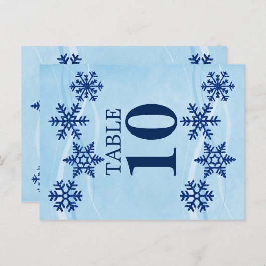 Winterschneeflocken Tischnummer Card (Vorne/Hinten)