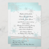 Winterschneeflocken und Hochzeit mit Ribbon Einladung (Vorne/Hinten)