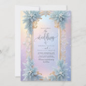 Winterschneeflocken und Hochzeiten von Blue Floral Einladung (Vorderseite)