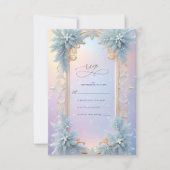 Winterschneeflocken und Hochzeiten von Blue Floral RSVP Karte (Vorderseite)