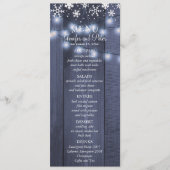 Winterschneeflocken und Lichter aus Stallholz Menükarte (Vorderseite)