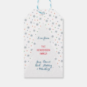 Winterschneeflocken und Punktmuster Geschenkanhänger (Rückseite)