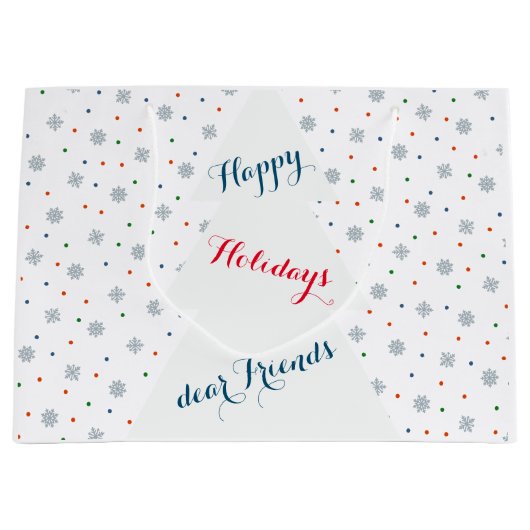 Winterschneeflocken und Punktmuster Große Geschenktüte (Vorderseite)