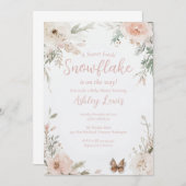 Winterschneeflocken Wasserfarbene Blätter Einladung (Vorne/Hinten)