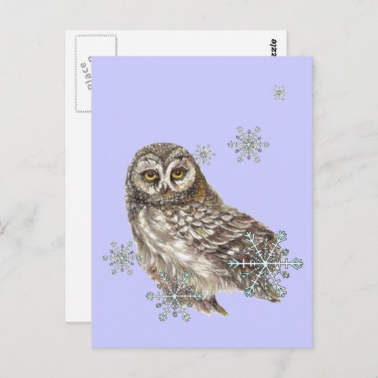 Winterschneeflocken, Wasserfarbengeflügel Postkarte (Vorne/Hinten)