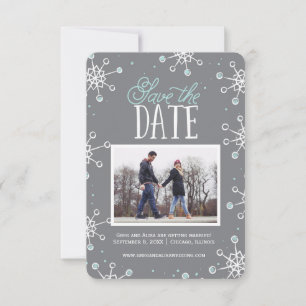 Winterschneeflocken Weddin Blue Grau  Save The Date