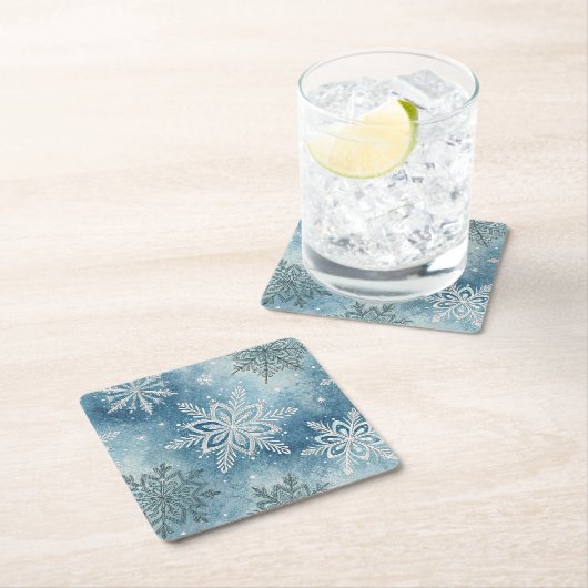 Winterschneeflocken Weihnachts-Party Rechteckiger Pappuntersetzer (Vor Ort)