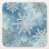 Winterschneeflocken Weihnachts-Party Rechteckiger Pappuntersetzer (Vorderseite)
