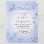 Winterschneeflocken Wintereis Blau Einladung (Vorne/Hinten)