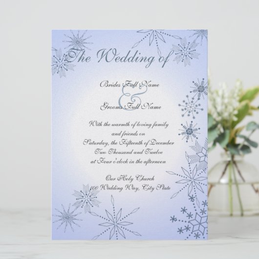 Winterschneeflocken Wintereis Blau Einladung (Stehend Vorderseite)