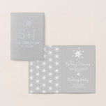 Winterschneeflocken-Zeremonie Hochzeitsprogramm Si Folienkarte<br><div class="desc">Hochzeitsprogramm mit Schneeflocken für eine Hochzeit im Winter Wonderland</div>